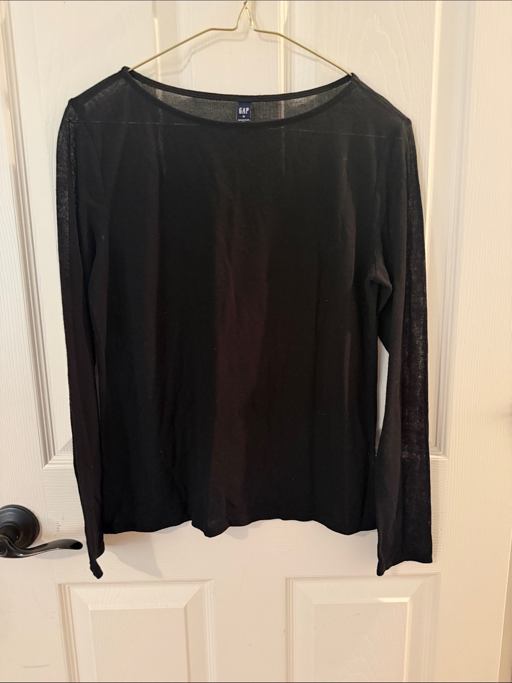 GAP Black Sheer Long Sleeve Crew Neck Top